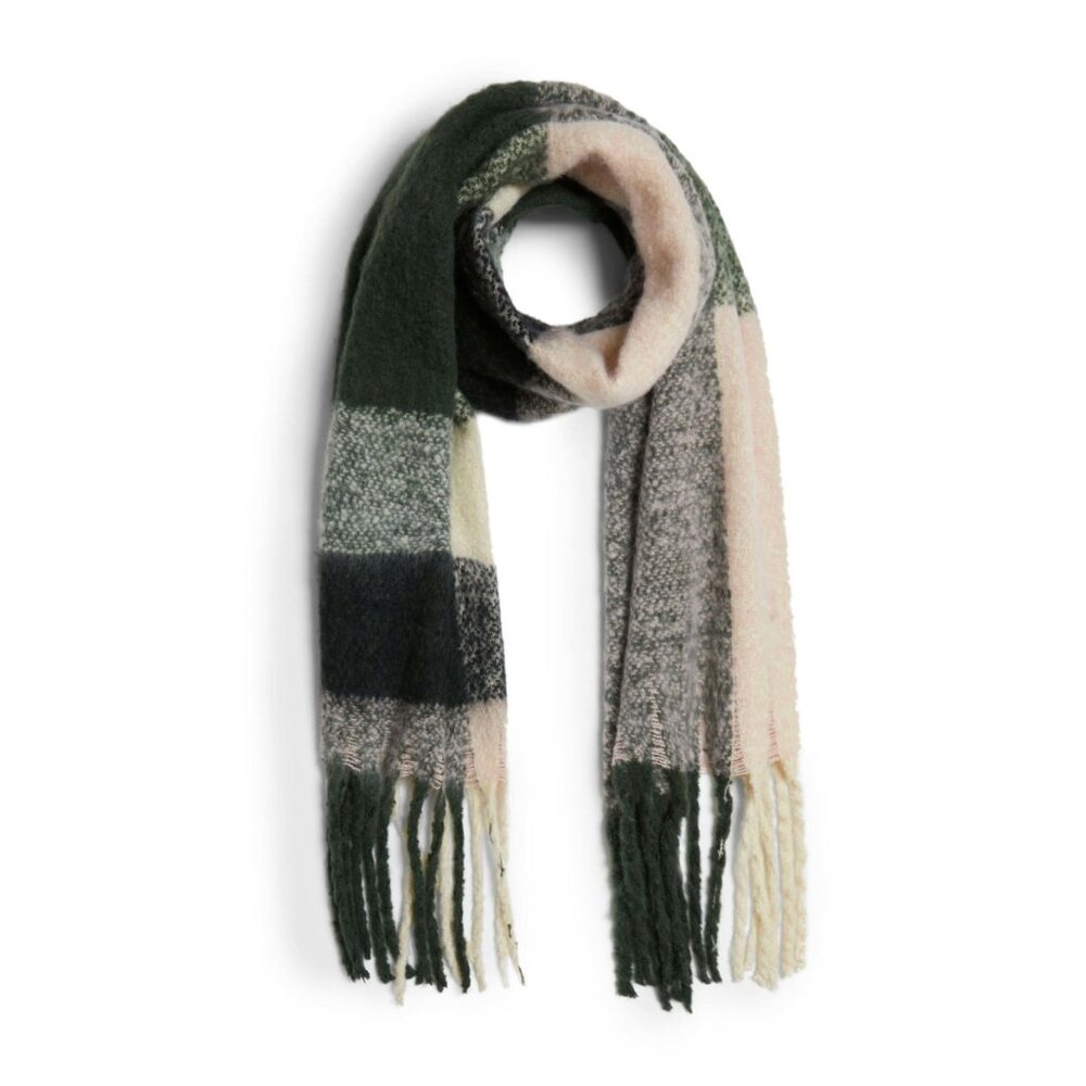 James Lakeland Asymmetrical Checkered Scarf Green